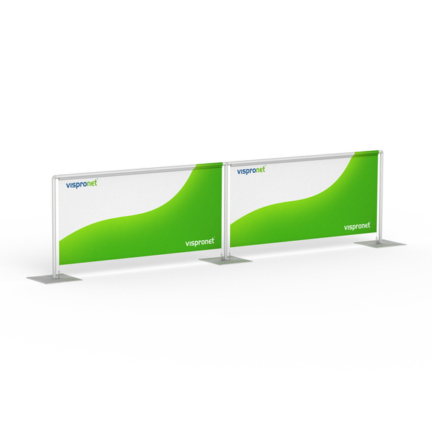 Barrier system with 2 panels, straight configuration