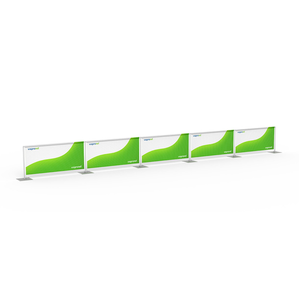 Barrier system with 5 panels, straight configuration