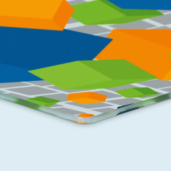 Advertising signs made of acrylic glass sheets, rounded corner