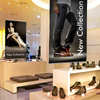 Fabric banner with metal edging, for store fixtures