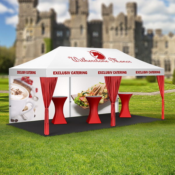 Pop-up Tent Select 3 x 6 m with 1 Solid Wall and 3 Decorative Scarves