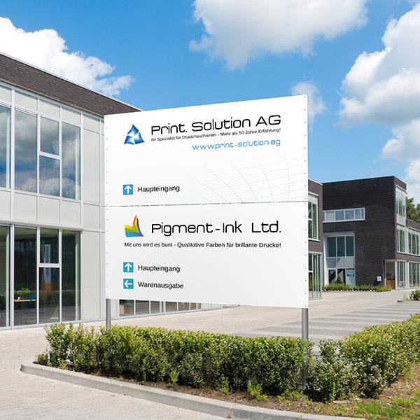 Sign with corporate advertising and integrated visitor info system