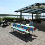 Beer table with tablecloth, beer bench cushions in matching design