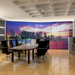 Landscape-format curtain, top edge with curtain heading tape (not gathered)
