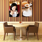 Stylish café furnishings: posters with Q-Frame® wall frame