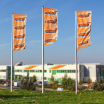Flag in portrait format with presenter