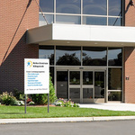 Company sign in portrait format as an outdoor freestanding display