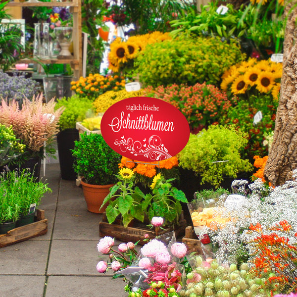 Oval garden sign as an information sign