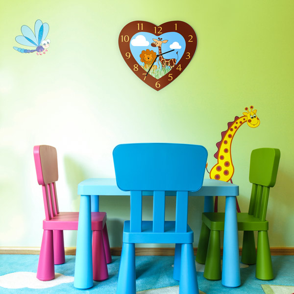 Wall clock for children's room, custom designed with Visprodesign®
