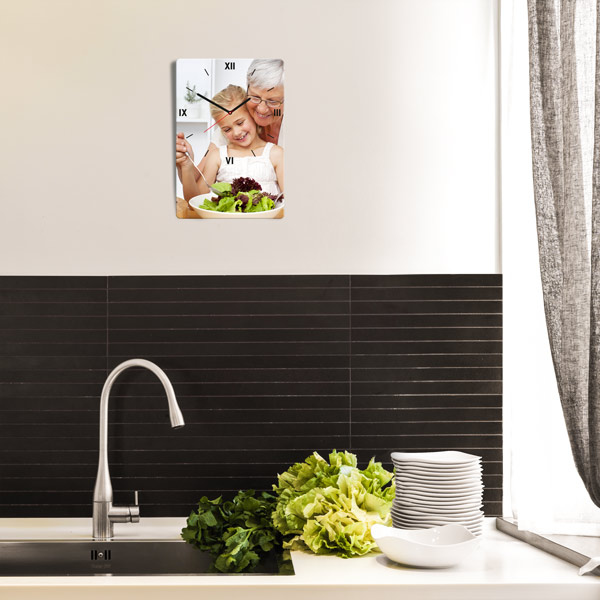 Always keep your loved ones in view: rectangular wall clock printed with photos