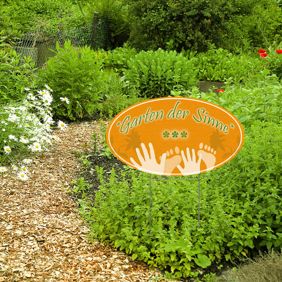 Lightweight garden sign for demarcation of botanical thematic areas