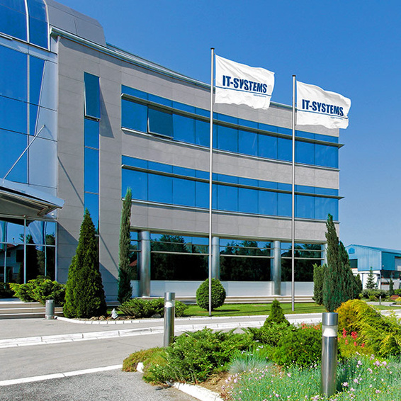 Feather flags in landscape format as corporate flags