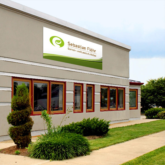 Landscape-format advertising sign for corporate promotion