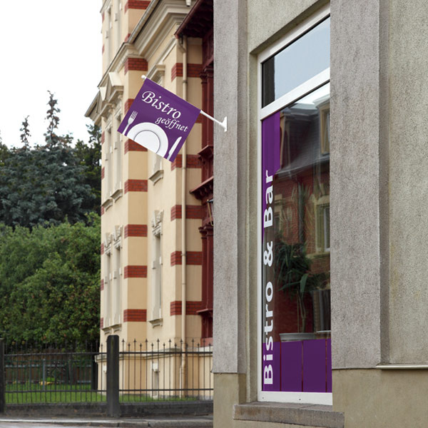 Ice flag with slanted bottom edge, incl. 60° flag holder