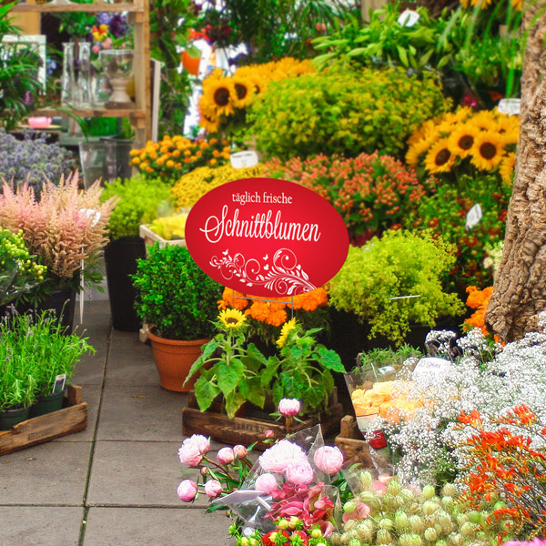 Oval garden sign as an information sign