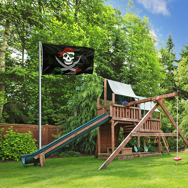 Custom-designed pirate flag as a hoisting flag in landscape format