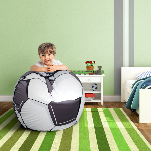 Round bean bag with football motif, ø 120 cm, for young and adult football fans