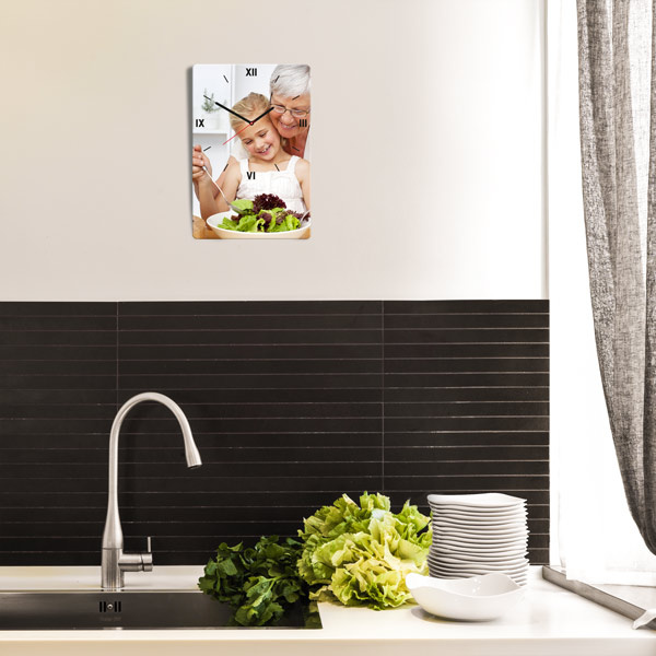 Always keep your loved ones in view: rectangular wall clock printed with photos
