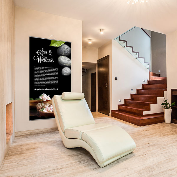 Textile posters for tasteful design of wellness areas