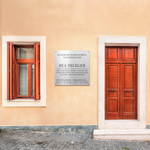 High-quality company sign and directional sign on facades