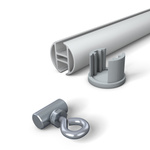 Aluminum keder profile anodized, ø 30 mm, with eyelet screws