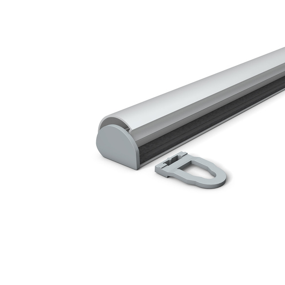 Aluminum clamping rail, anodized, with hanging eyes
