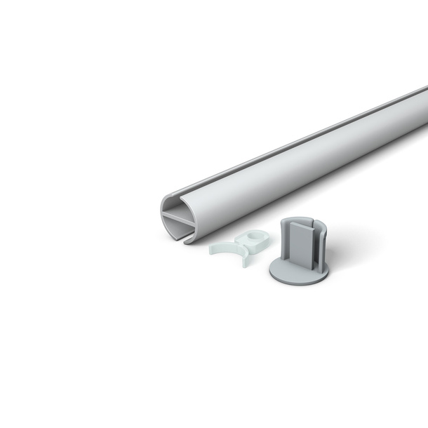Aluminum keder profile anodized, ø 16 mm, including hanging eyelets