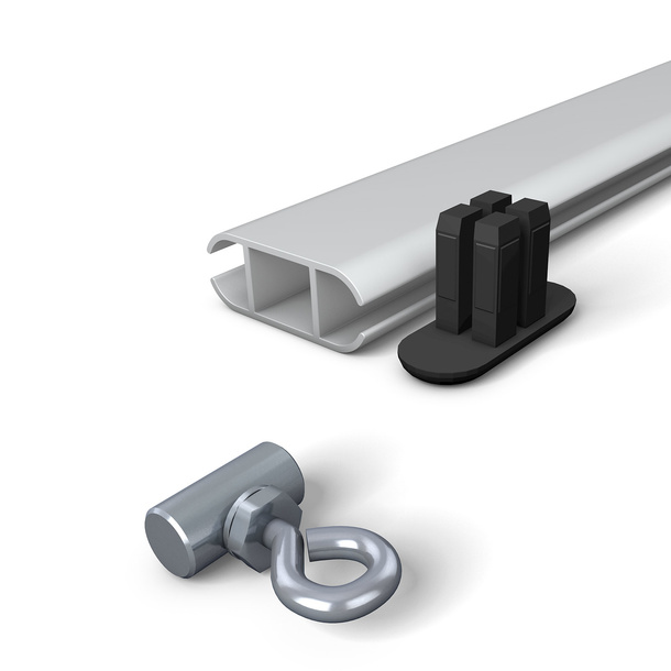 Aluminum keder profile anodized, 17 x 44 mm, including eyelet screws and profile end caps
