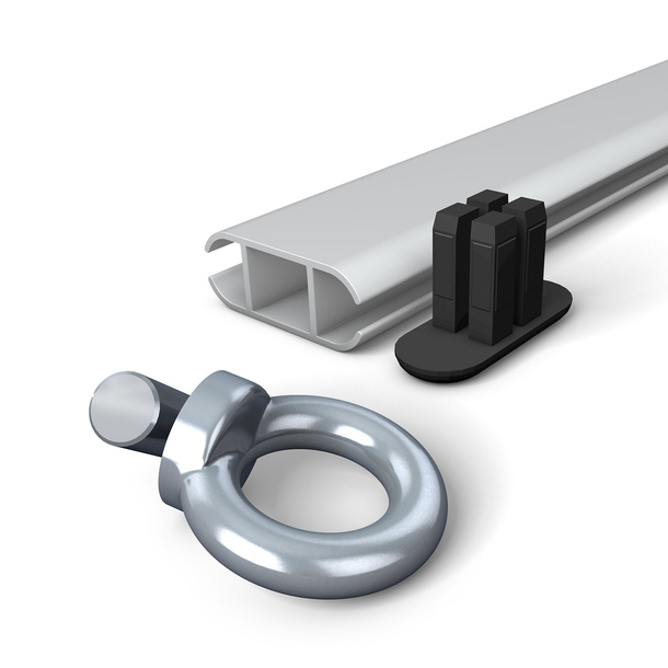 Aluminum keder profile anodized, 17 x 44 mm, including eye bolts (BGV-C1) and profile end caps