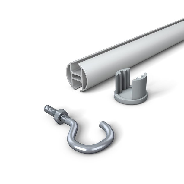 Aluminum keder profile anodized, ø 22 mm, with hook screws