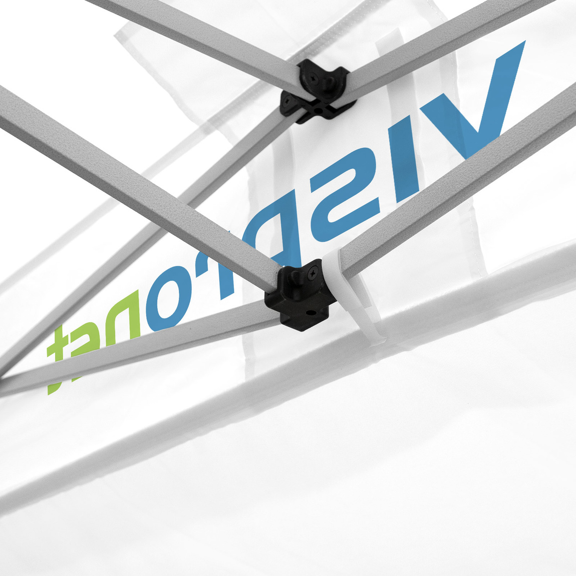 View of tent interior: Attachment of canopy with hook-and-loop tape & loop on the valance