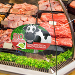 Stickers with promotional advertising, made from removable adhesive film