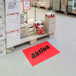 Floor film as an advertising sticker in the hardware store