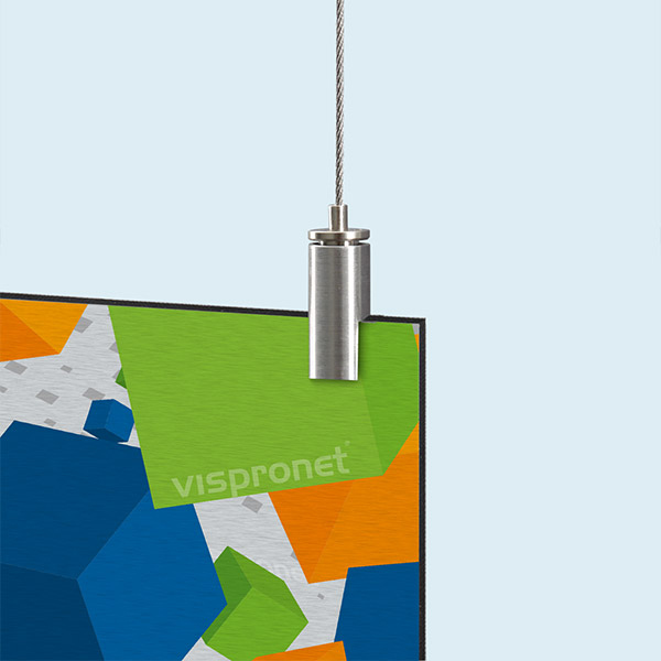 Aluminum composite panel, silver, brushed, with ceiling mount