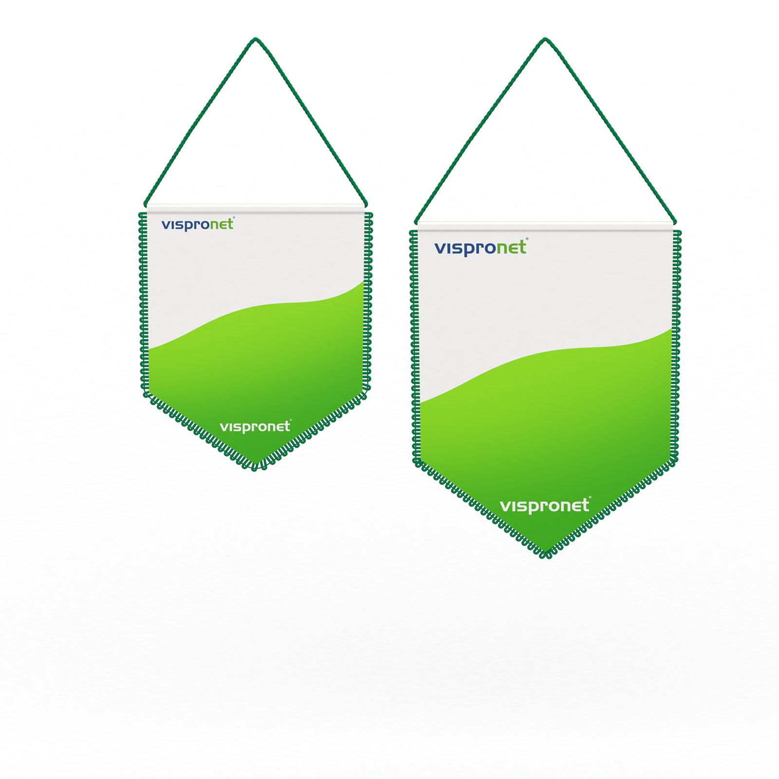 Car banner with pointed lower edge, size overview