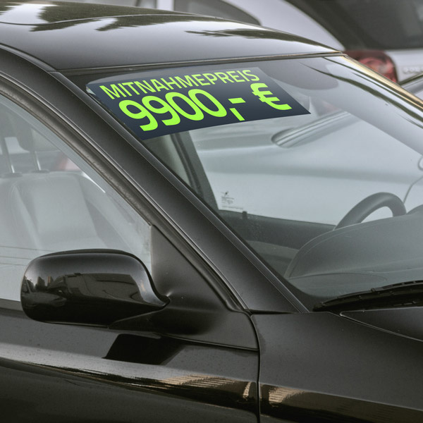 Stickers in landscape format for labeling promotions in car dealerships