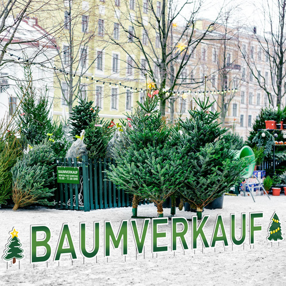 Lettering TREE SALE with metal rods