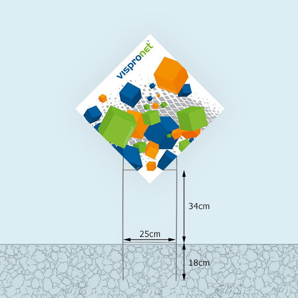 Bottom edge of garden sign, variable height above ground level: approx. 34 cm - 44 cm