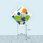 Bottom edge of garden sign, variable height above ground level: approx. 34 cm - 44 cm