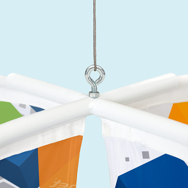 Suspension with eye bolt and high-quality stainless steel cable