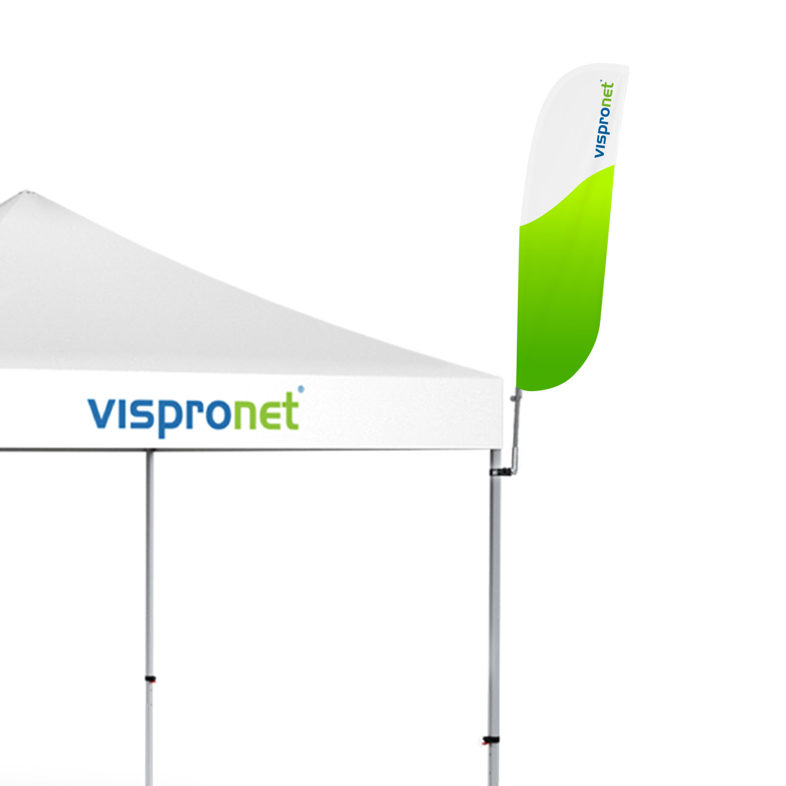 Bowflag® Basic with convex lower edge, with print, e.g.: size S