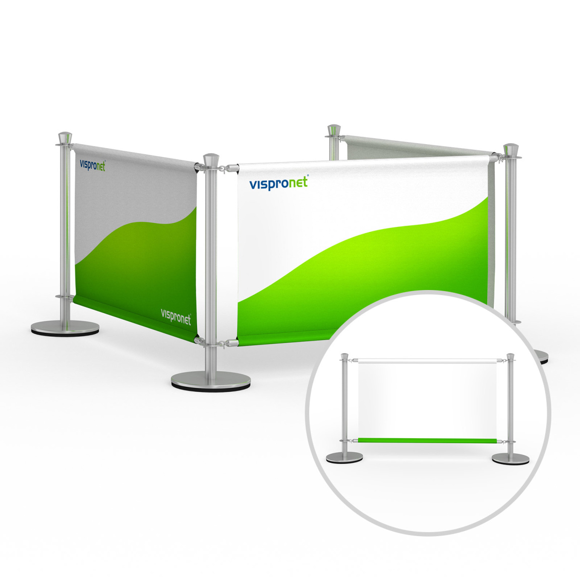 Cafe Banner, U-shape stand variant, single-sided print, reverse side white