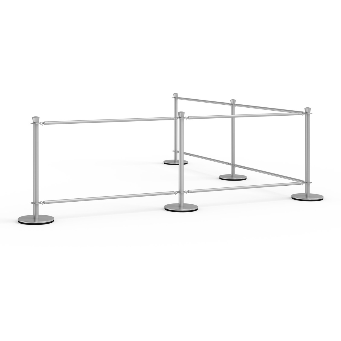 Cafe banner with 4 panels, L-shaped configuration, system without printed component