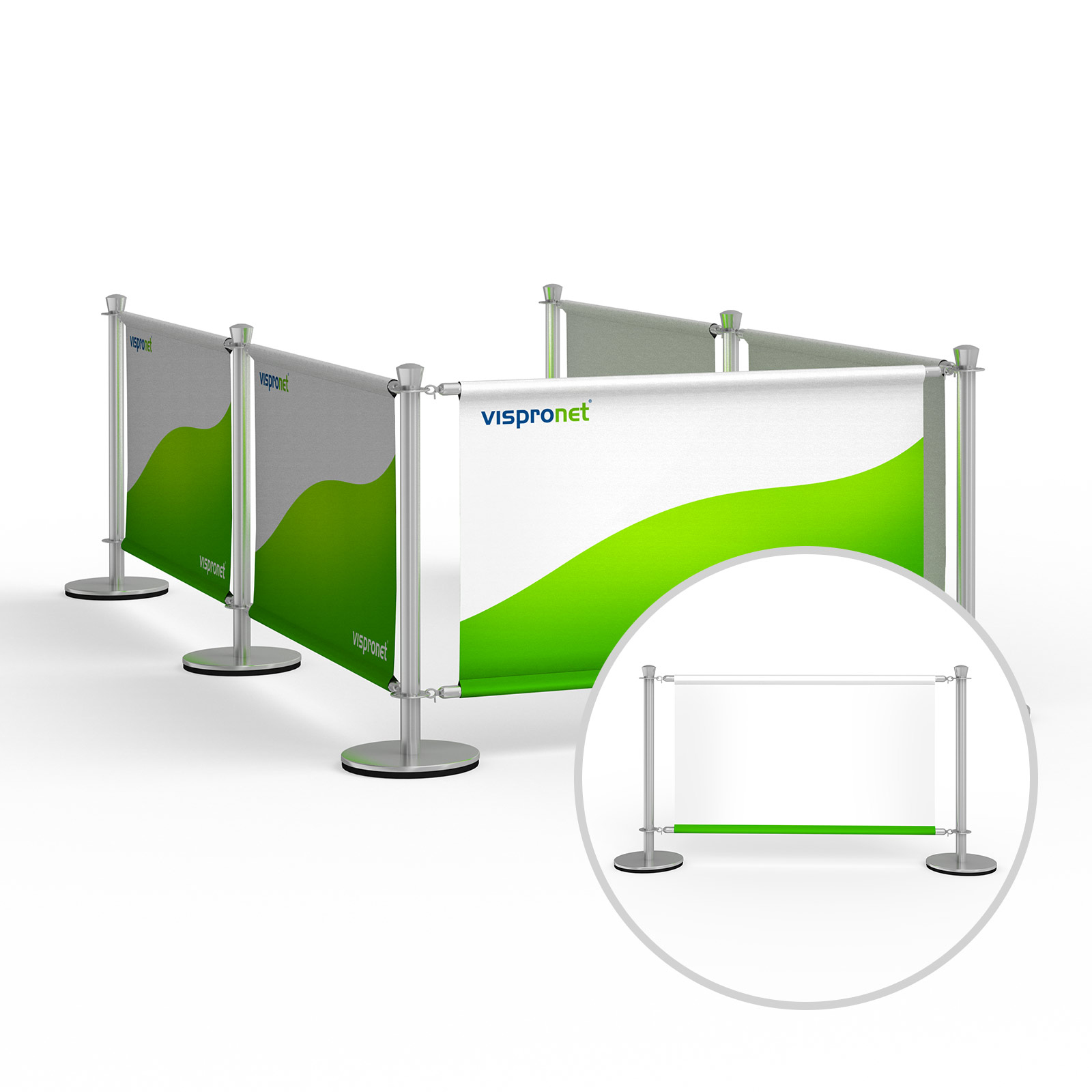 Cafe Banner, U-Shape Stand Variant, Single-Sided Print, White Backside