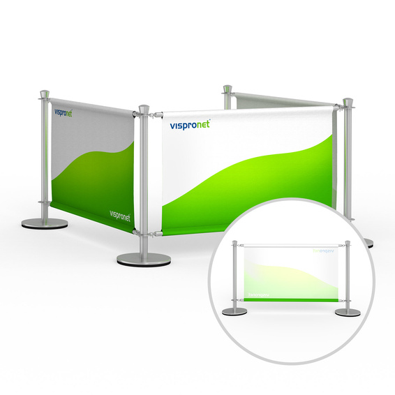 Cafe banner, U-shaped stand variant, single-sided printed, reverse side with show-through effect