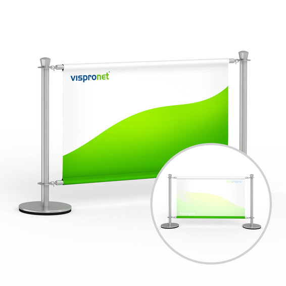 Cafe banner, single-sided print, reverse side with show-through