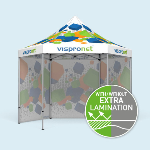 Gazebo Select Hexagon 4 m, 3 full wall with print