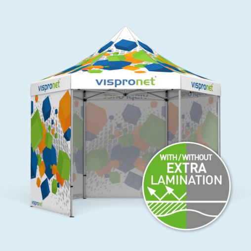 Gazebo Select Hexagon 4 m, 4 full walls with print