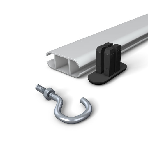 Aluminium keder profile anodized, 17 x 44 mm, incl. hook screws & end caps