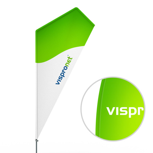 Bowflag® Razor, Printed hemstitch - approx. 10% more advertising space 